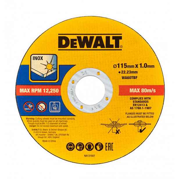 DeWALT - Sada řezných kotoučů na nerezovou ocel 115x22,23 mm, 50 ks DT20597