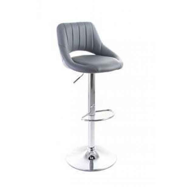 Barová židle koženková, prošívaná, šedá