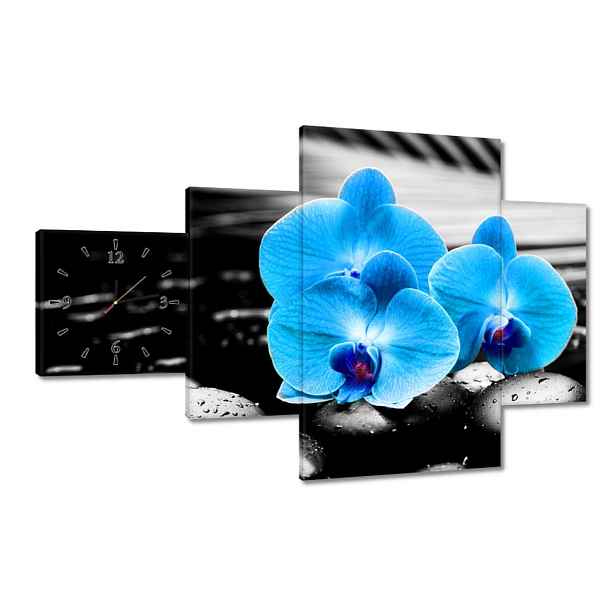 Hodiny 130x80 Modrý orchidej