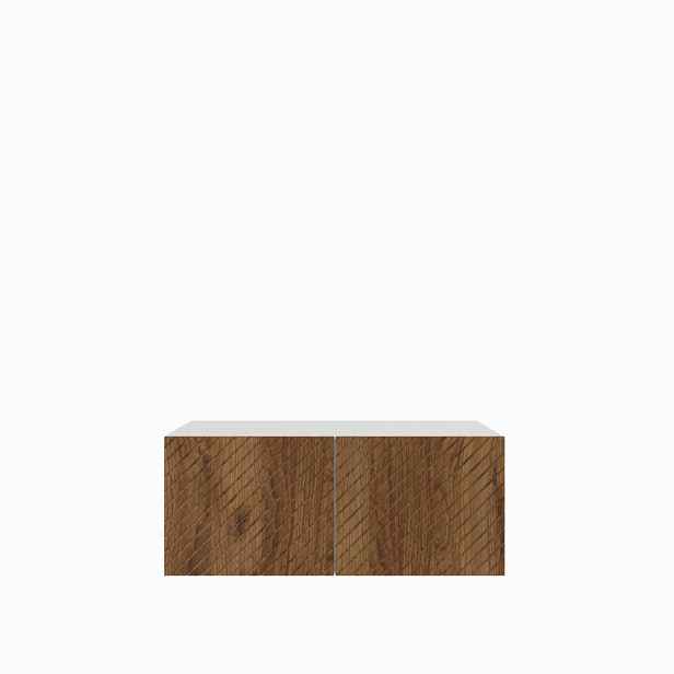 MASSENO ZÁVĚSNÝ TV STOLEK CAVA, 100/41/40 cm, bílý /, dekor dub