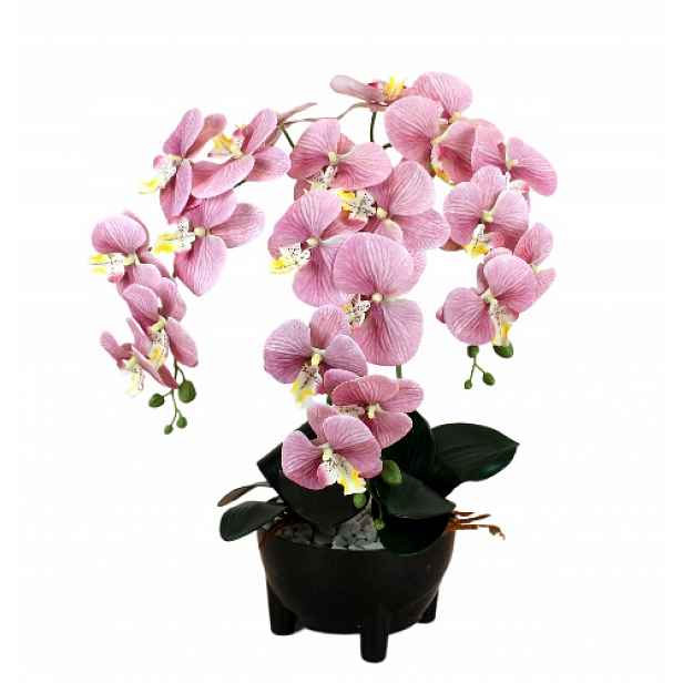 Umělý Orchidej Květ Orchidej Se 3 Stonky, Velký, Růžový