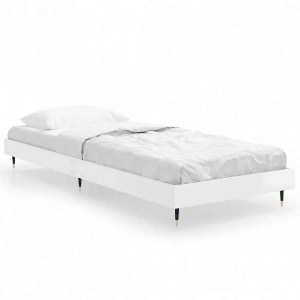 vidaXL Rám postele bílý s vysokým leskem 75 x 190 cm kompozitní dřevo