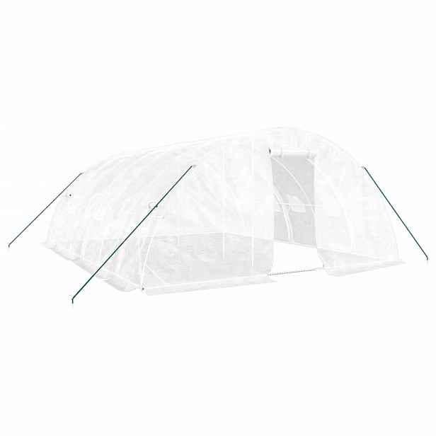 vidaXL Skleník s ocelovým rámem bílý 30 m² 6 x 5 x 2,3 m
