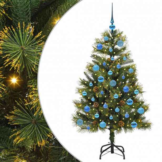 vidaXL Umělý sklopný vánoční stromeček s kužely Zelená 150 cm