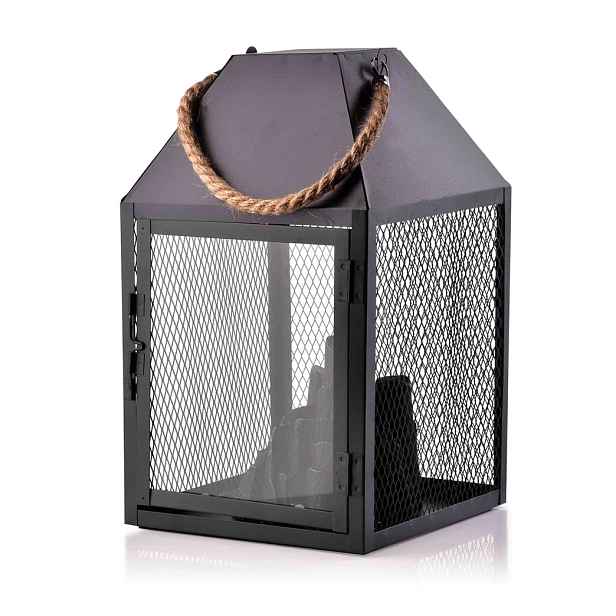 Dekorativní kovová Led krbová lampa, černá
