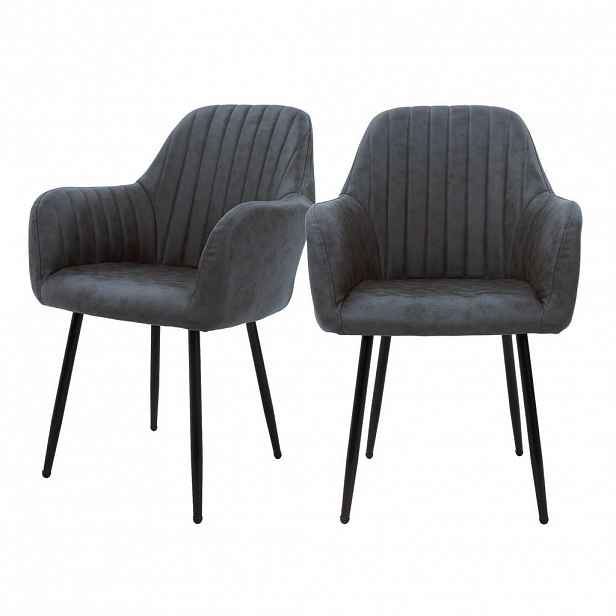 ML-DESIGN SADA 2 kusů jídelních židlí z antracitové umělé kůže