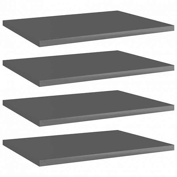 vidaXL Přídavné police 4 ks šedé vysoký lesk 40x30x1,5 cm dřevotříska
