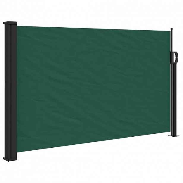 vidaXL Zatahovací boční markýza tmavě zelená 120 x 500 cm