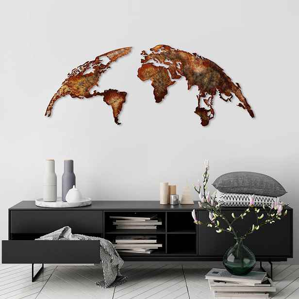 Wallity Nástěnná kovová dekorace World Map Medium 1 vícebarevná