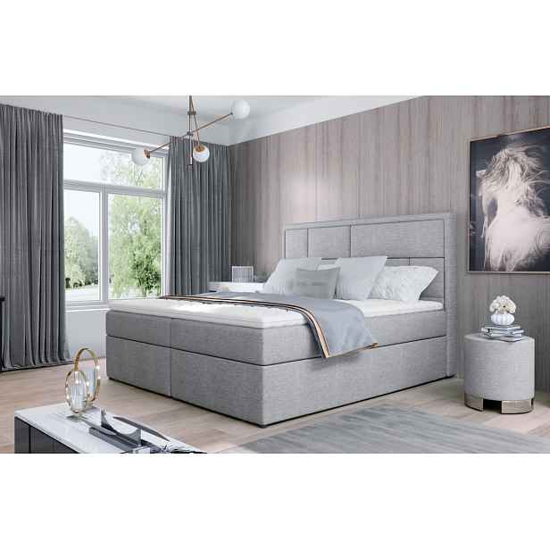 Boxspring BARBARIO 25 180x200, světle šedá látka