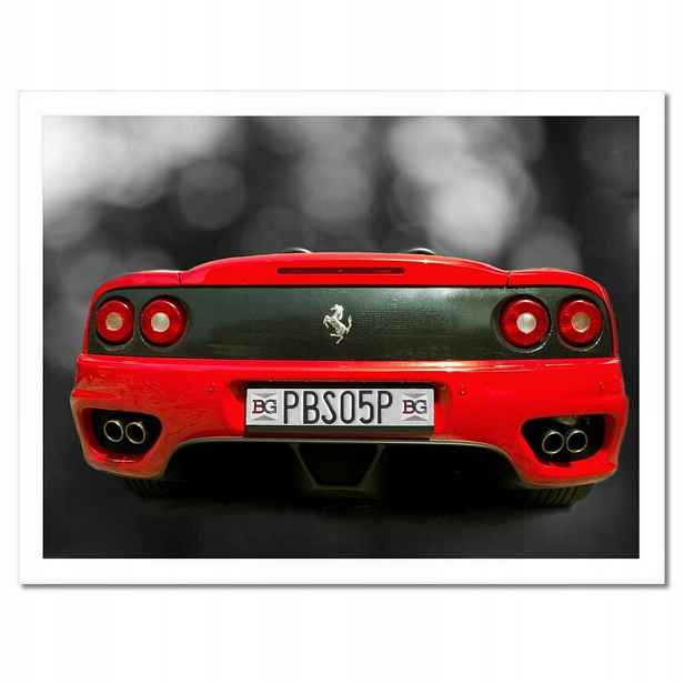 Plakáty v rámu 40x30 Červené Ferrari Auto na černém bílém pozadí