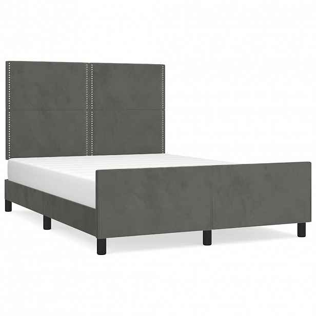 vidaXL Rám postele bez matrace tmavě šedý 140 x 190 cm samet