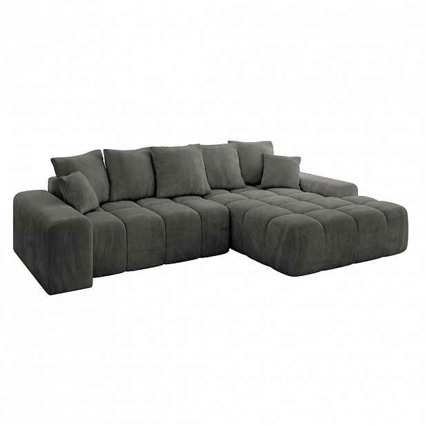 ALTDECOR ROHOVÁ SEDACÍ SOUPRAVA s otomanem vpravo ENSI-L – 267 × 164 × 69 cm, antracitová