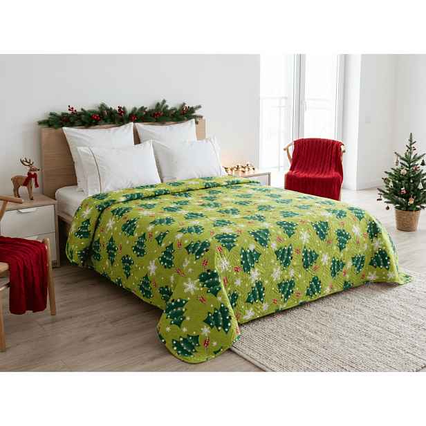 Přehoz na postel CHRISTMAS TREE, zelený Rozměr: 170 x 210 cm