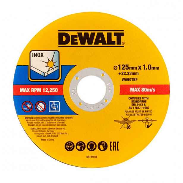 DeWALT - Sada řezných kotoučů na nerezovou ocel 125x22,23 mm, 50 ks DT20598