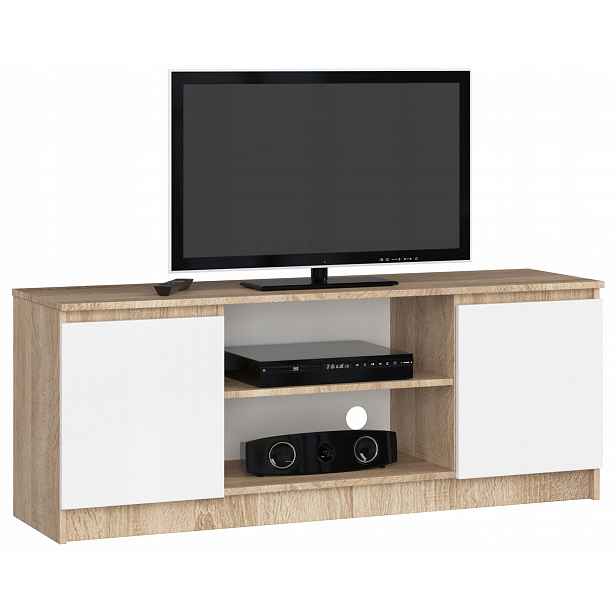 Skříňka Rtv stolek 2D1P 140 Cm sonoma-bílá komoda Akd