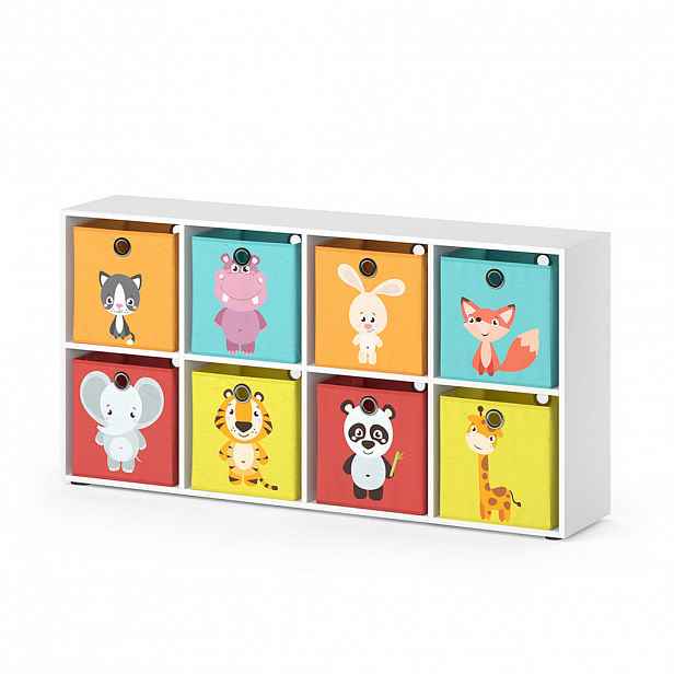 Vicco DĚTSKÁ POLIČKA Scutum Bílá 143 x 72 cm s 8 skládacími boxy