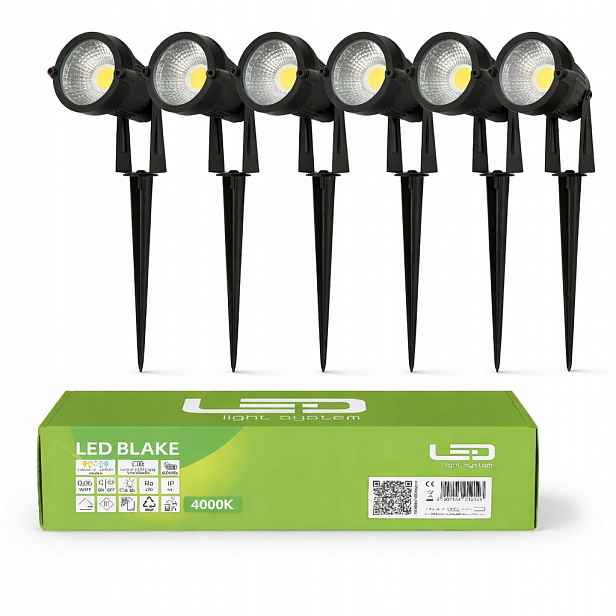6 x Led zapichovací zahradní reflektorová lampa pro zahradu s kabelem IP65 4000K