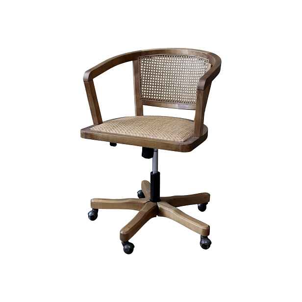 Antik dřevěná židle s výpletem a opěrkami na kolečkách Old French chair - 62*62*92 cm  Chic Antique