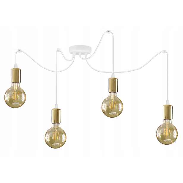 Závěsná stropní lampa Edison, bílo-zlatá, stropní lampa