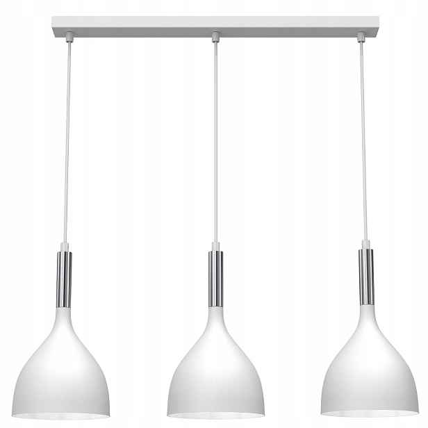 Závěsná lampa trojitá bílá chromová lišta 72 cm do obývacího pokoje nad stůl Luminex