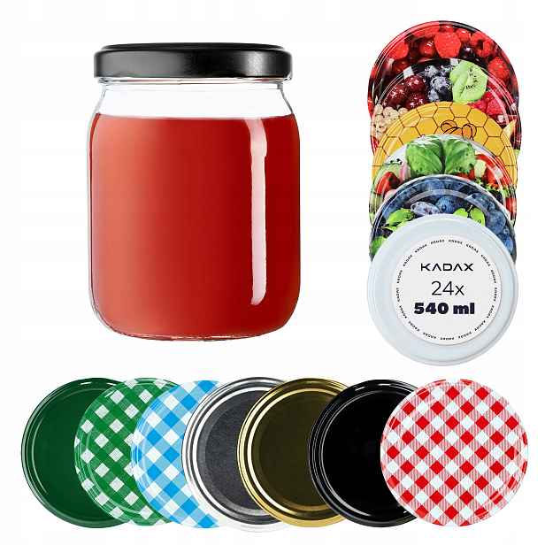 24x Skleněná Zavařovací Sklenice 540ml Sklenice na džem Víčko FI82
