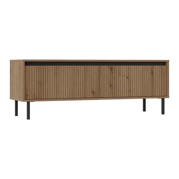 MASSENO TV STOLEK OSTIA, 140,2x40x50 cm s 2 zásuvkami do obývacího pokoje moderní, zlatý