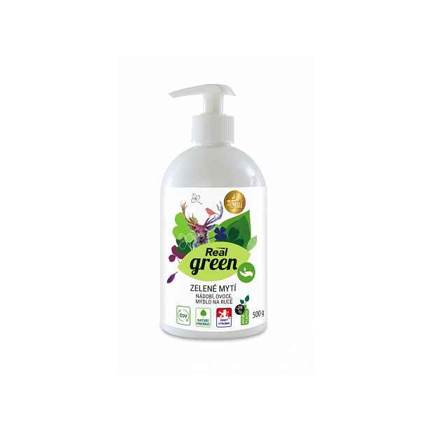Real Green clean zelené mytí nádobí, ovoce, mýdlo na ruce 500ml