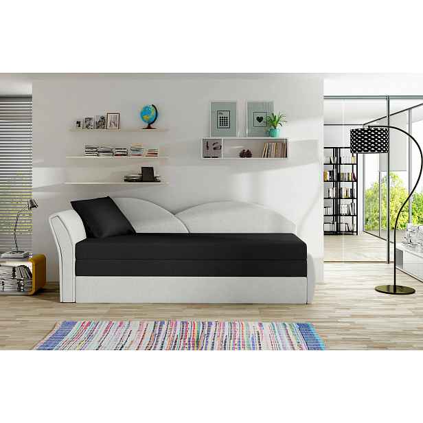 Rozkládací válenda s úložným prostorem 80x180 RESTARA - černá / bílá, levá