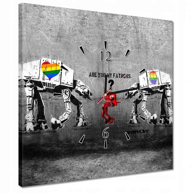 Hodiny 40x40 Are you my fathers Banksy