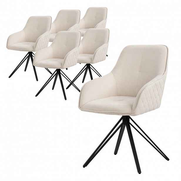 ML-DESIGN JÍDELNÍ ŽIDLE, sada 6 ks, otočná, krémová tkanina