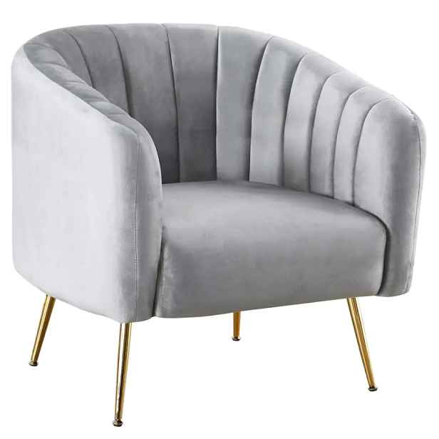 Tempo Kondela Designové křeslo BAGY - šedá/gold chrom-zlatý