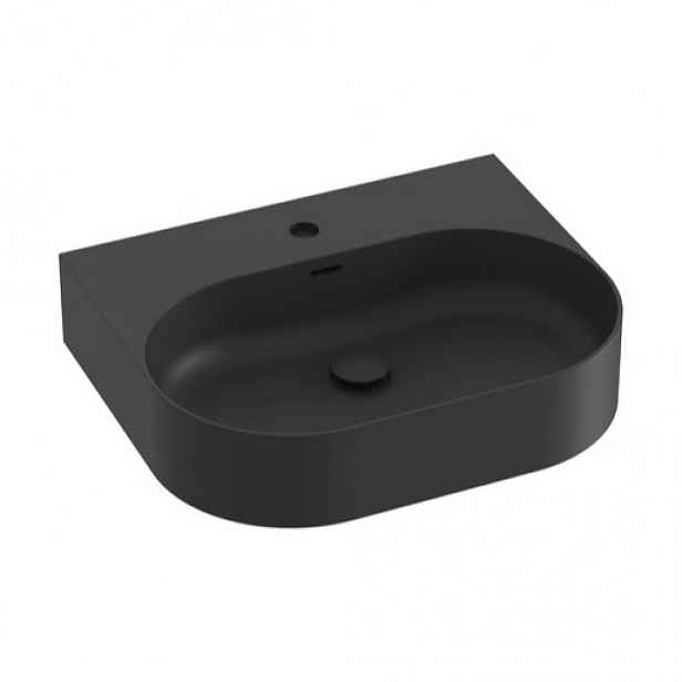 Umyvadlo Ravak Ceramic Slim 55,3x45,2 cm černá mat otvor pro baterii uprostřed XJX0D155003
