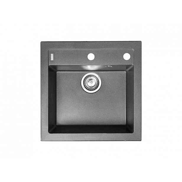 Alveus Formic - Granitový dřez 52x51 cm, s ovládáním odtoku, steel 1103762