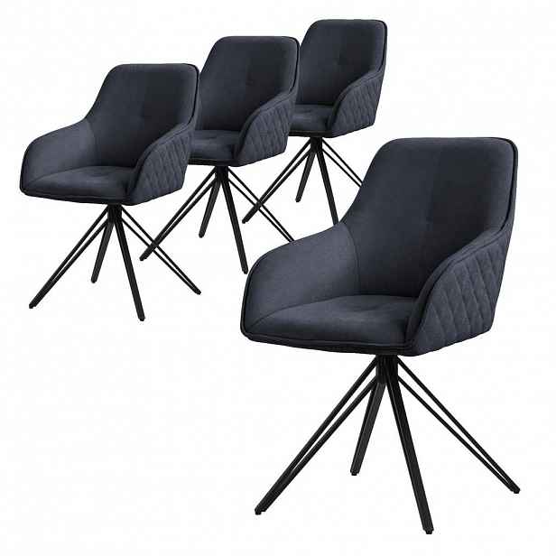 ML-DESIGN JÍDELNÍ ŽIDLE, sada 4 ks, otočné, antracitová tkanina