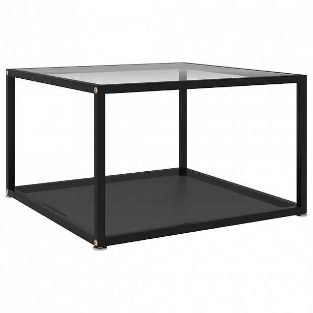 vidaXL Konferenční stolek průhledný a černý 60x60x35 cm tvrzené sklo