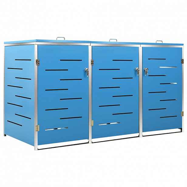 vidaXL Přístřešek na tři popelnice 207 x 77,5 x 115 cm nerezová ocel