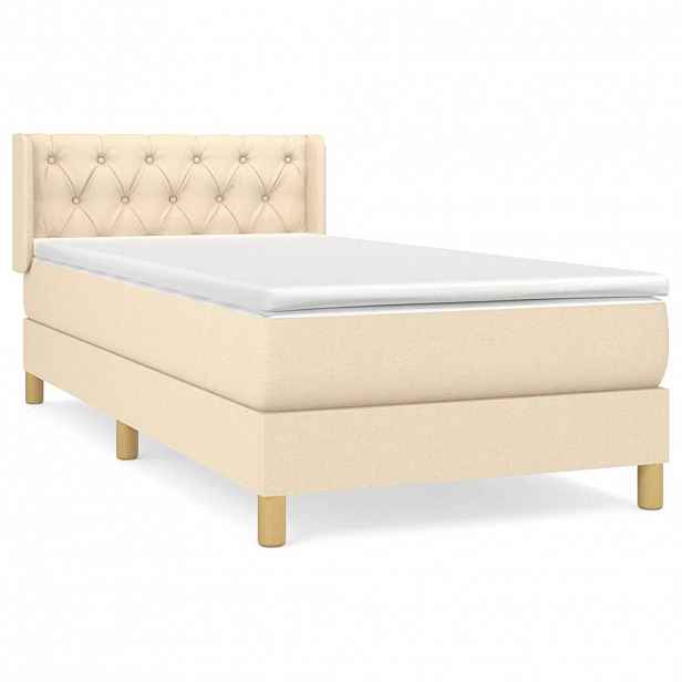 vidaXL Box spring postel s matrací krémová 80 x 200 cm textil