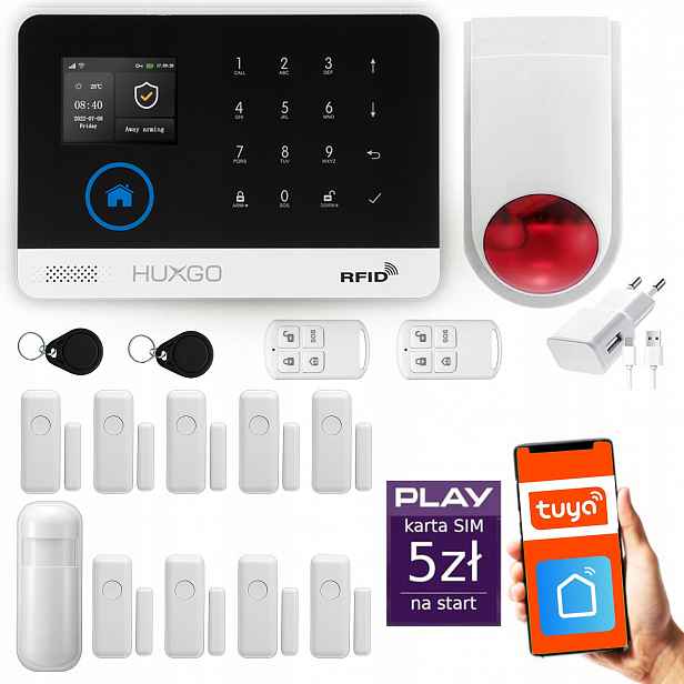 Bezdrátový alarm WiFi Gsm 4G, Tuya, sada alarmu Huxgo HXA003 D9WS