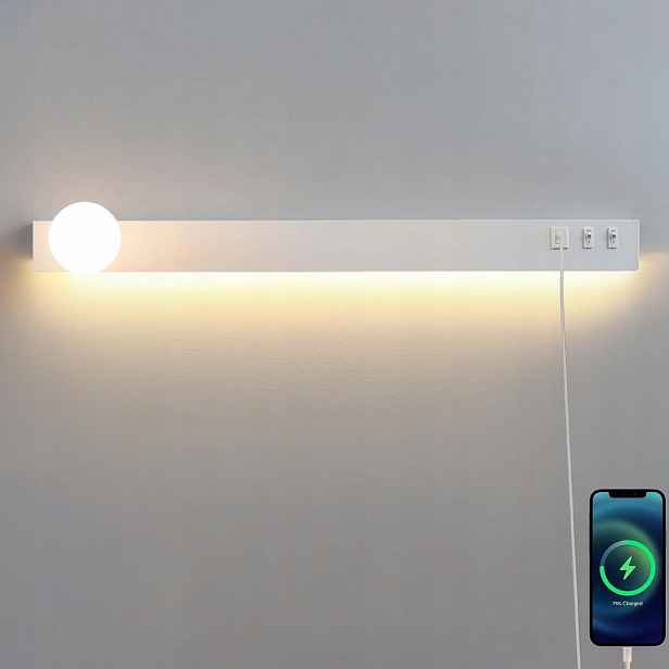 Nástěnné Led svítidlo 21W 100 cm s lampičkou na čtení, Usb a 3 barvami světla