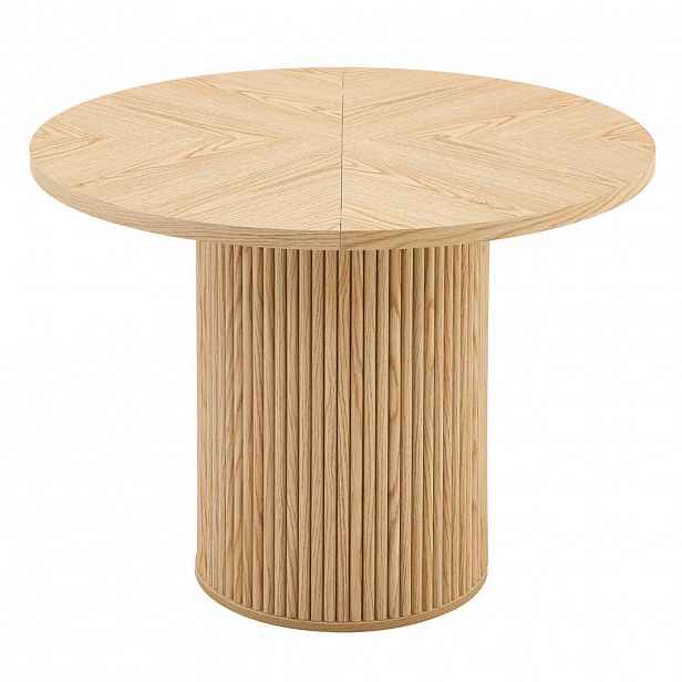 OKWISH JÍDELNÍ stůl 100/100/76 cm v přírodním dekoru z MDF a kovu s úložným prostorem