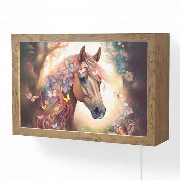 OnlyWow NÁSTĚNNÁ LAMPA Kůň - Příroda - Květiny - Motýli - Les 30x20 cm