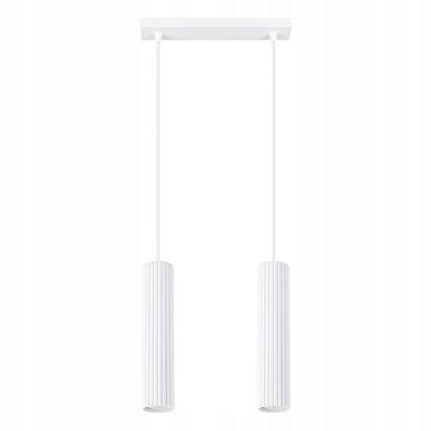 Sollux Závěsná lampa dvojitá bílá vroubkované tuby 30 cm nad stůl ostrov bar