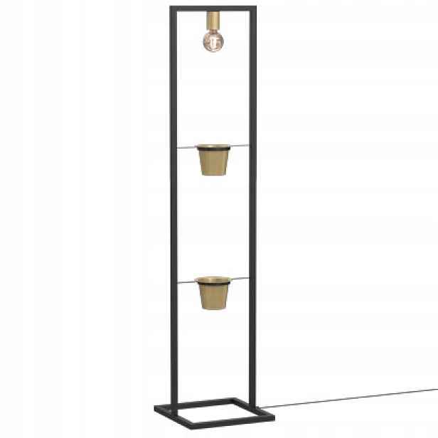 Stojací podlahová lampa černá zlatá s květinovým záhonem do obývacího pokoje 152 cm Luminex