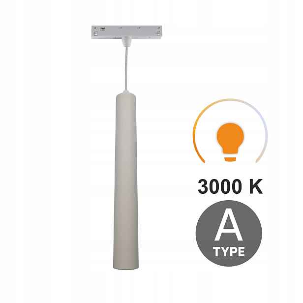 Závěsná Led lampa Tuba Bílá 10W 3000K Typ A Smart Track 48VDC