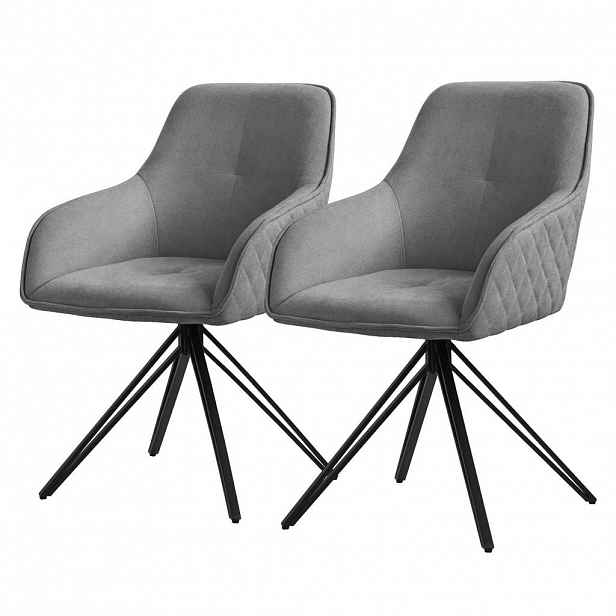 ML-DESIGN JÍDELNÍ ŽIDLE, sada 2 ks, otočné, šedá tkanina