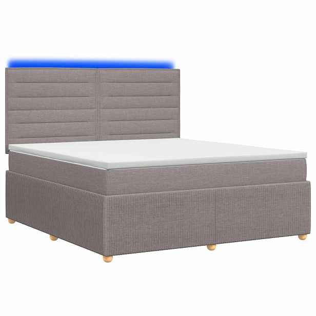 vidaXL LED rošt s matrací s LED pásky s čelo Taupe 140 x 200 cm Textil