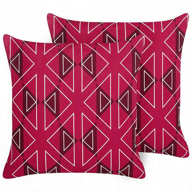 Beliani ZAHRADNÍ POLŠTÁŘ sada 2 ks geometrický vzor růžový 45/45 cm Mezzano