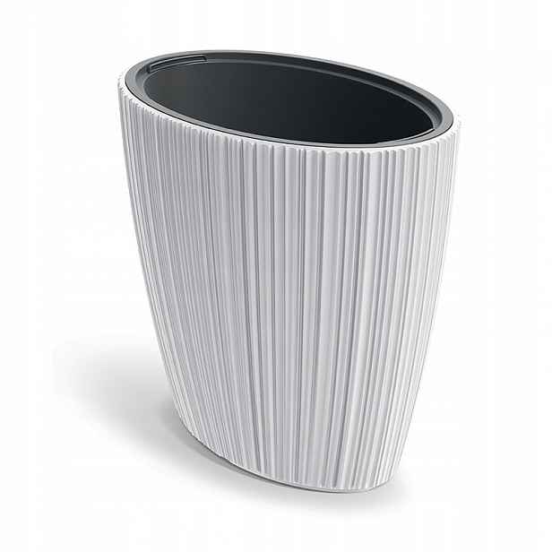 Květináč oválný Oro Oval DHOE600-S449 Bílý dekorativní rýhovaný
