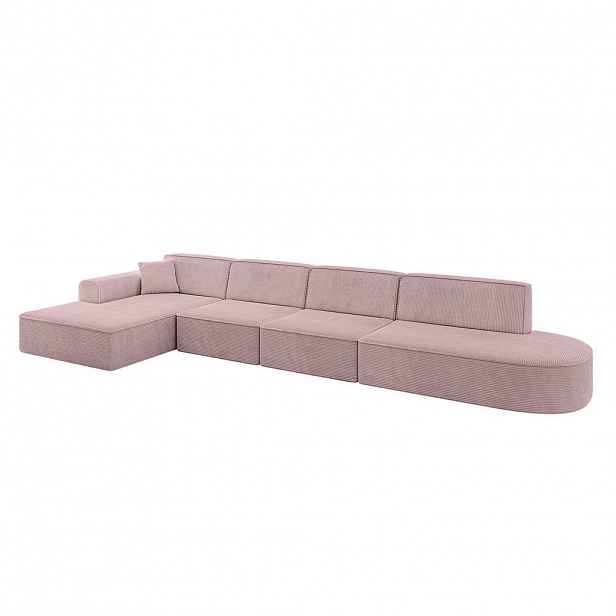 ALTDECOR ROHOVÁ SEDAČKA s otomanem vlevo IREA-L3-v3 – 412 × 165 × 77 cm, růžová